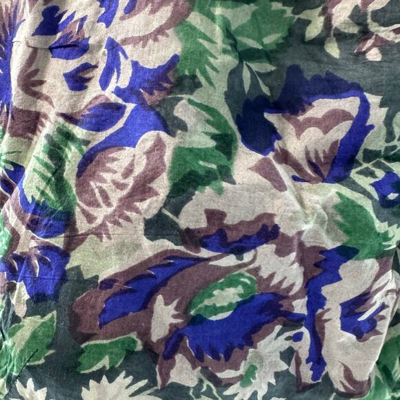 One of Kind 100% Silk Hobo Purse Floral Leather & Brass Handle India Artist - Picture 2 of 10